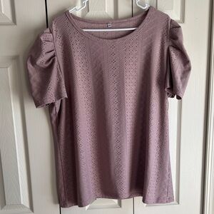 Elegant Mauve Eyelet Women's Top